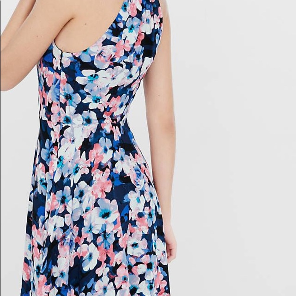 Floral Crossover Neck Fit And Flare Dress